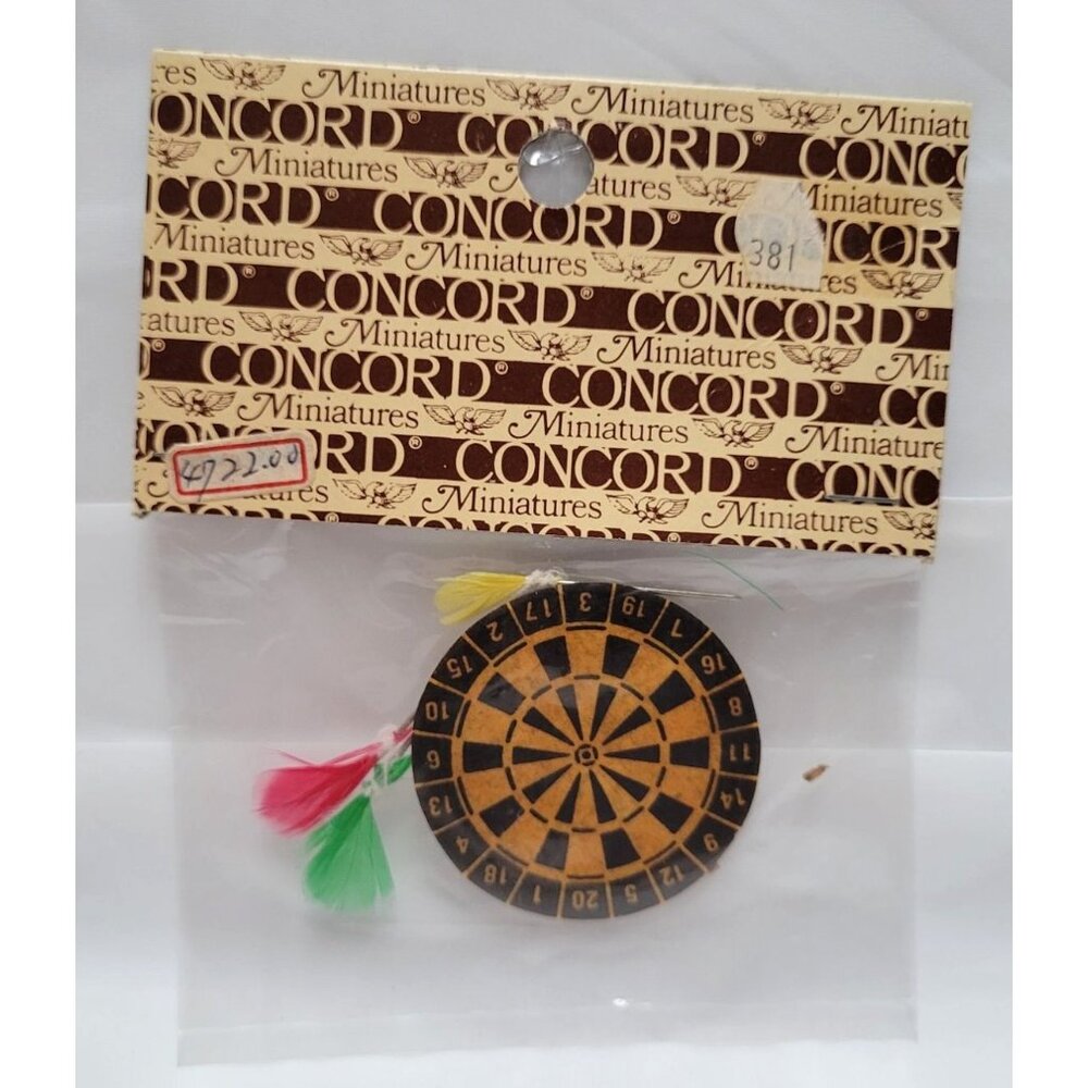 Vintage Concord Miniatures Dollhouse Dartboard With Darts Set